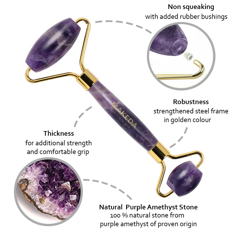 Double Facial Massage Roller Purple Amethyst