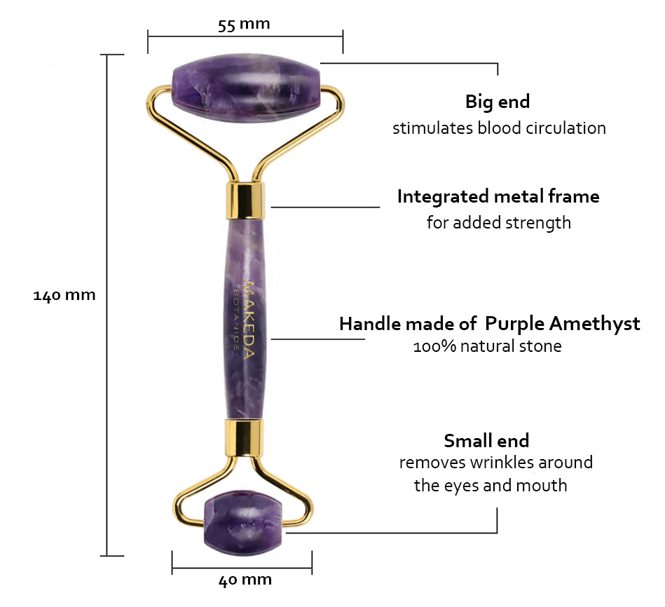 Double Facial Massage Roller Purple Amethyst