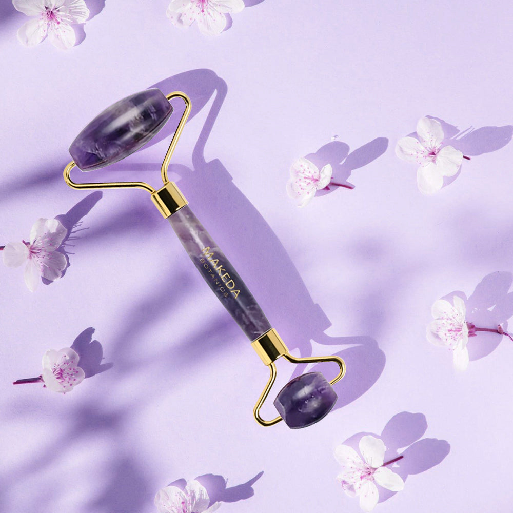 Double Facial Massage Roller Purple Amethyst