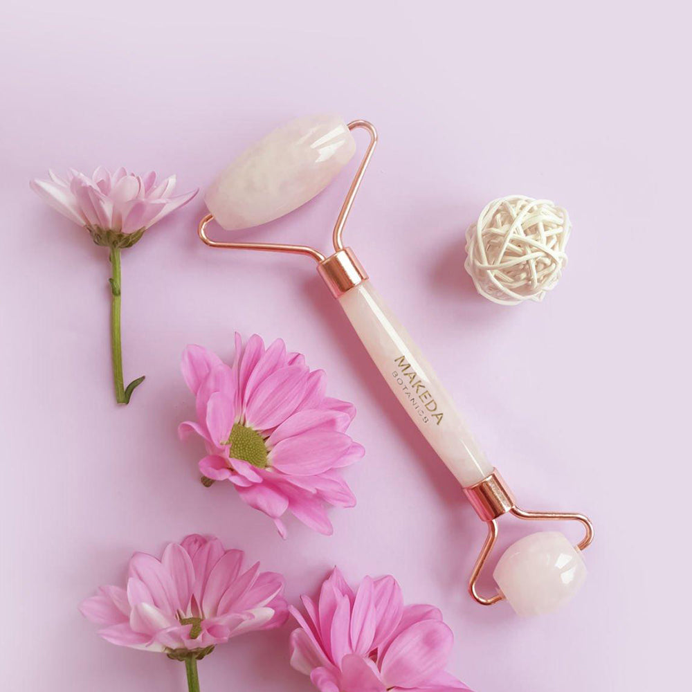 Double Facial Massage Roller Rose Quartz